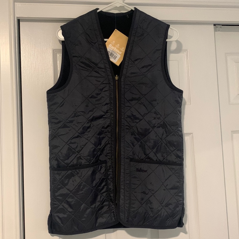 Barbour polarquilt waistcoat liner in navy, size S